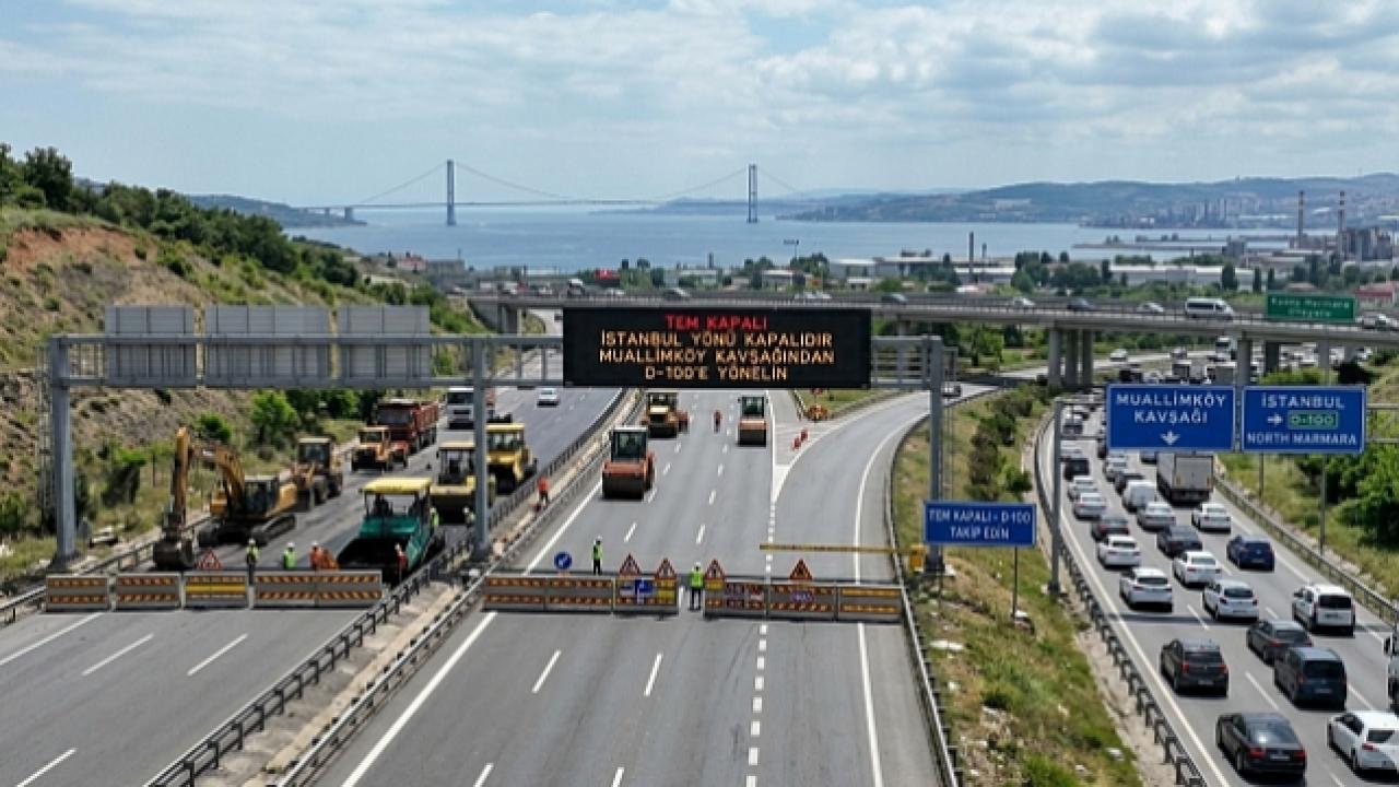 Muallimköy-Gebze Kavşağı'nda yapılacak çalışmalar nedeniyle TEM Otoyolu Ankara yönü trafiğe kapatılacak